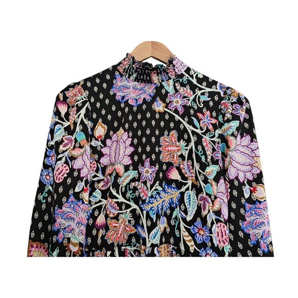 Women's - LOFT Floral Long Sleeve Mock Neck Dress, Size 6 - Picture 3 of 11